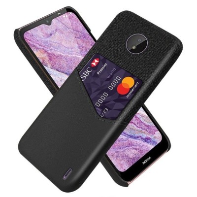„KSQ“ Shell Nokia C10, C20 чёрный кожаный чехол - задняя часть с карманом для карточек | Vacins.lv