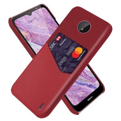 „KSQ“ Shell Nokia C10, C20 красный кожаный чехол - задняя часть с карманом для карточек | Vacins.lv