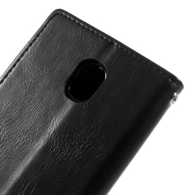 Mercury Blue Moon Samsung Galaxy J5 2017 (J530) atvērams melns ādas maciņš - maks | Vacins.lv
