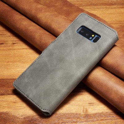 Samsung Galaxy Note 8 (N950F) Retro серый кожаный чехол в стиле ретро | Vacins.lv