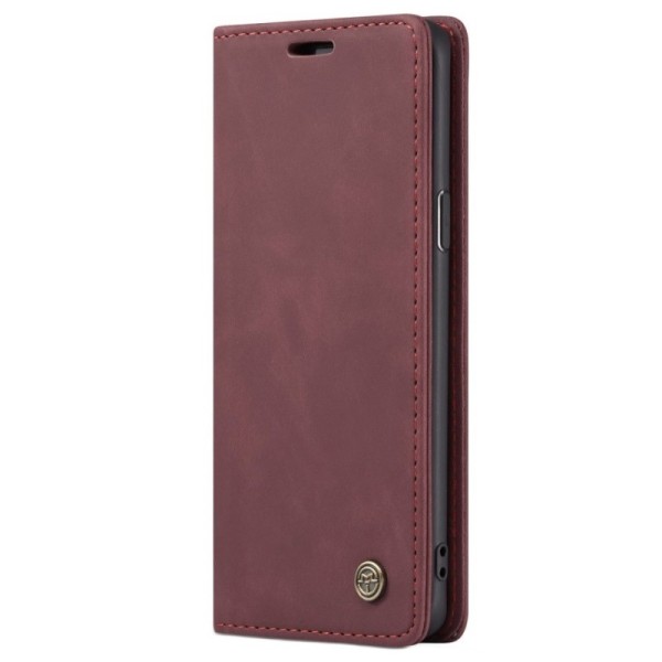 Кожиный чехол-книжка "CaseMe" Retro - бордовый (Galaxy S9)