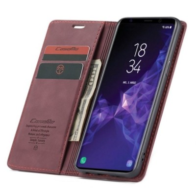 Samsung Galaxy S9 (G960) CaseMe Retro открываемый, бордового цвета, кожаный чехол – книжка | Vacins.lv