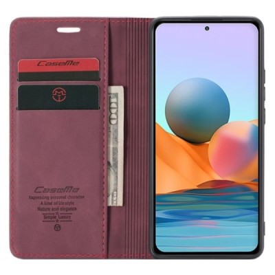 Xiaomi Redmi Note 10 Pro CaseMe Retro открываемый, бордового цвета, кожаный чехол – книжка | Vacins.lv