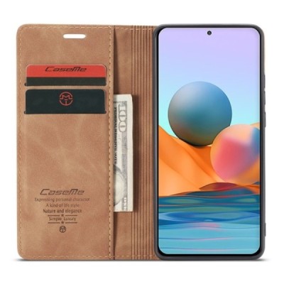Xiaomi Redmi Note 10 Pro CaseMe Retro открываемый, светло-коричневыйого цвета, кожаный чехол – книжка | Vacins.lv
