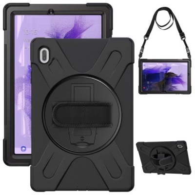 Samsung Galaxy Tab S7 FE (T736B,T730) pastiprinātas aizsardzības melns (360°) apvalks, vaciņš | Vacins.lv