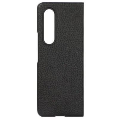 Samsung Galaxy Z Fold3 5G (F926B) Deluxe Leather чёрный кожаный чехол | Vacins.lv