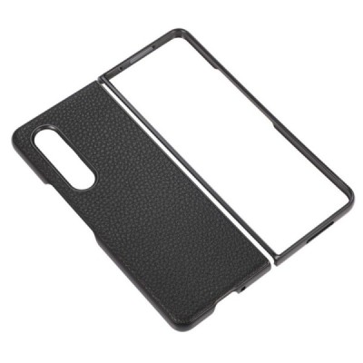 Samsung Galaxy Z Fold3 5G (F926B) Deluxe Leather чёрный кожаный чехол | Vacins.lv