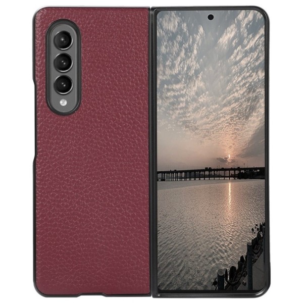 „Deluxe Leather“ чехол - бордовый (Galaxy Z Fold3)