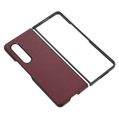 Samsung Galaxy Z Fold3 5G (F926B) Deluxe Leather бордовый кожаный чехол | Vacins.lv
