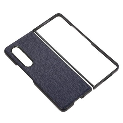 Samsung Galaxy Z Fold3 5G (F926B) Deluxe Leather синий кожаный чехол | Vacins.lv
