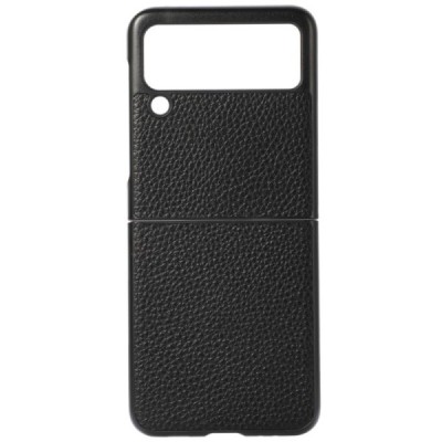 Samsung Galaxy Z Flip3 (F711) Deluxe Leather melns ādas plastika apvalks | Vacins.lv