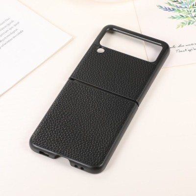 Samsung Galaxy Z Flip3 (F711) Deluxe Leather melns ādas plastika apvalks | Vacins.lv