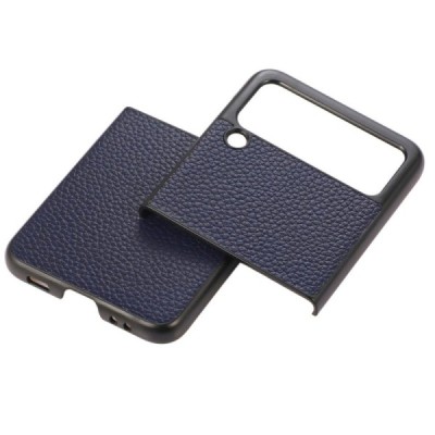 Samsung Galaxy Z Flip3 (F711) Deluxe Leather zils ādas plastika apvalks | Vacins.lv