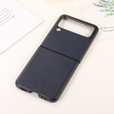 Samsung Galaxy Z Flip3 (F711) Deluxe Leather zils ādas plastika apvalks | Vacins.lv