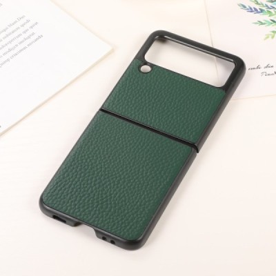 Samsung Galaxy Z Flip3 (F711) Deluxe Leather zaļš ādas plastika apvalks | Vacins.lv