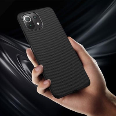 Xiaomi Mi 11 Lite твердый силиконовый чехол (TPU) - чёрный | Vacins.lv