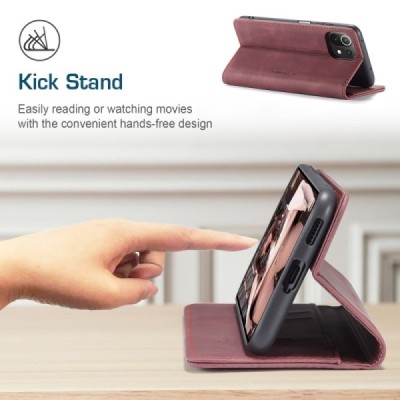 Xiaomi Mi 11 Lite CaseMe Retro открываемый, бордового цвета, кожаный чехол – книжка | Vacins.lv