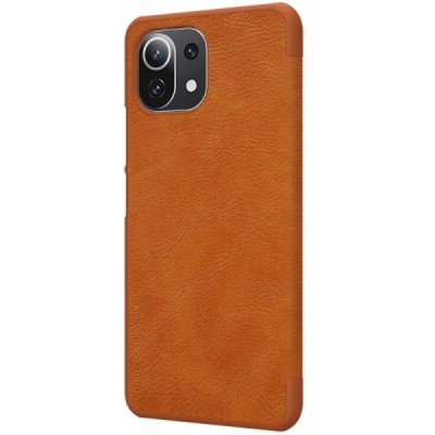 Greznais „Nillkin“ Qin sērijas ādas atvērams brūns Xiaomi Mi 11 Lite maciņš (maks) | Vacins.lv