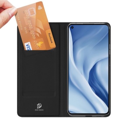 Xiaomi Mi 11 Lite „Dux Ducis“ Skin sērijas melns ādas atvērams maciņš | Vacins.lv