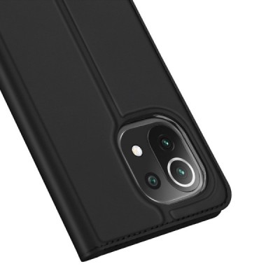 Xiaomi Mi 11 Lite „Dux Ducis“ Skin sērijas melns ādas atvērams maciņš | Vacins.lv