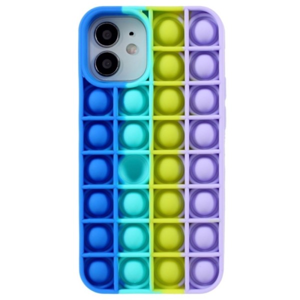„Popit“ Bubble мягкий силиконовый (TPU) чехол - синий (iPhone 12 / 12 Pro)