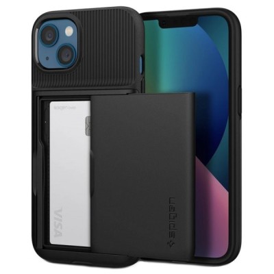 Apple iPhone 13 „Spigen“ Slim Armor CS melns silikons apvalks | vacins.lv