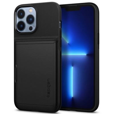 Apple iPhone 13 Pro Max „Spigen“ Slim Armor CS melns silikons apvalks | vacins.lv