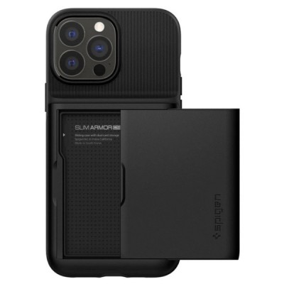 Apple iPhone 13 Pro Max „Spigen“ Slim Armor CS melns silikons apvalks | vacins.lv