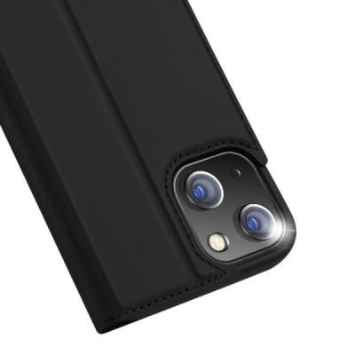 Apple iPhone 13 „Dux Ducis“ Skin sērijas melns ādas atvērams maciņš | Vacins.lv