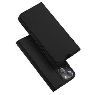 Apple iPhone 13 „Dux Ducis“ Skin sērijas melns ādas atvērams maciņš | Vacins.lv