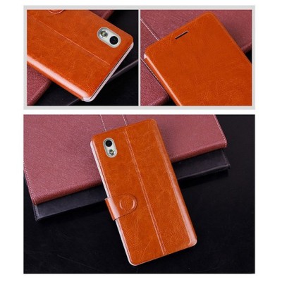 HTC Desire 816 „Mofi“ Hui sērijas brūns ādas atvērams futrālis / Vacins.lv