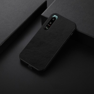 Sony Xperia 5 III „Deluxe Leather“ melns ādas apvalks | Vacins.lv