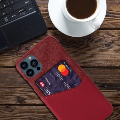„KSQ“ Shell Apple iPhone 13 Pro Max красный кожаный чехол - задняя часть с карманом для карточек | Vacins.lv