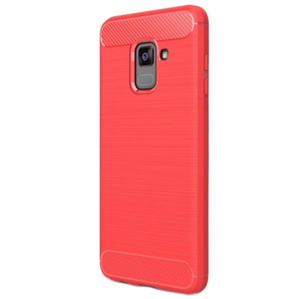 „Carbon“ cieta silikona (TPU) apvalks - sarkans (Galaxy A8 2018)