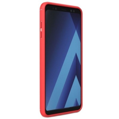 Samsung Galaxy A8 2018 (A530F) „Carbon“ cieta silikona (TPU) sarkans apvalks | vacins.lv