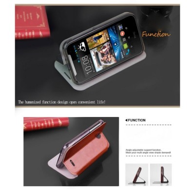 HTC Desire 310 „Mofi“ Leather sērijas brūns ādas atvērams futrālis / Vacins.lv