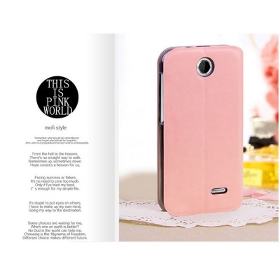 HTC Desire 310 „Mofi“ Leather sērijas rozs ādas atvērams futrālis / Vacins.lv