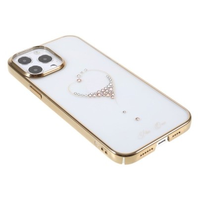 Apple iPhone 13 Pro Max Kingxbar Crystal  Love Swarovski пластиковый прозрачный золотой чехол с кристаллами | Vacins.lv