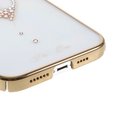 Apple iPhone 13 Pro Max Kingxbar Crystal  Love Swarovski пластиковый прозрачный золотой чехол с кристаллами | Vacins.lv