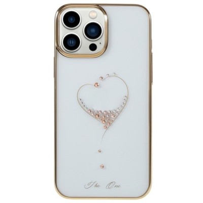 Apple iPhone 13 Pro Kingxbar Crystal  Love Swarovski пластиковый прозрачный золотой чехол с кристаллами | Vacins.lv