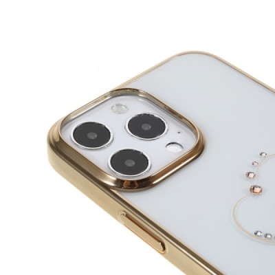 Apple iPhone 13 Pro Kingxbar Crystal  Love Swarovski пластиковый прозрачный золотой чехол с кристаллами | Vacins.lv