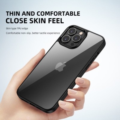Apple iPhone 13 Pro Max elegants „IPAKY“ Royal dzidrs (caurspīdīgs) silikona apvalks (apmales melnā krāsā) | Vacins.lv