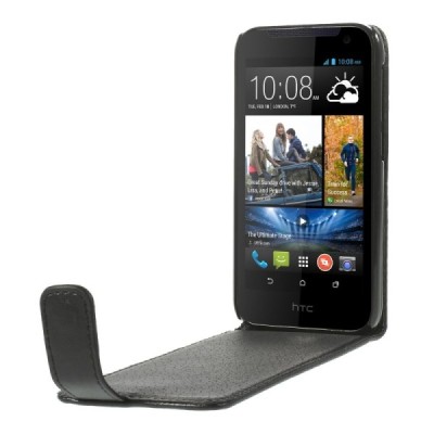 HTC Desire 310 klasikinis atverčiamas juodas odinis dėklas su magnetu - piniginė / Priedai.lt