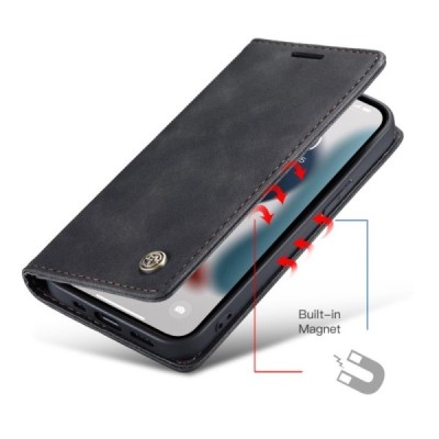 Apple iPhone 13 Pro Max CaseMe Retro открываемый, чёрного цвета, кожаный чехол – книжка | Vacins.lv