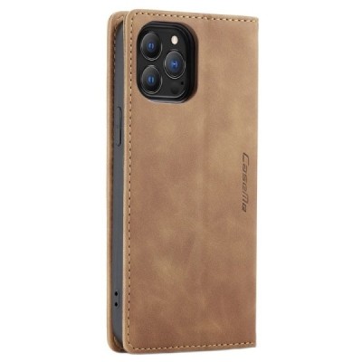 Apple iPhone 13 Pro Max CaseMe Retro solīds atvēramais ādas gaiši brūns maciņš - maks | Vacins.lv