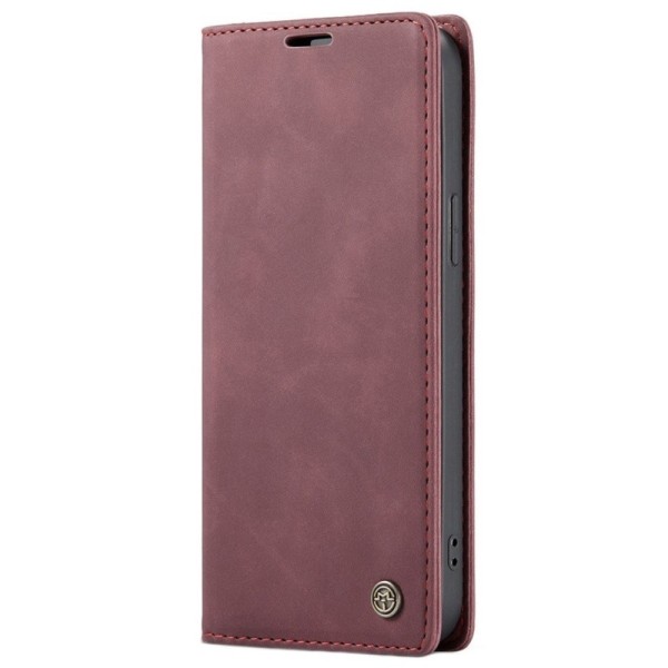 Кожиный чехол-книжка "CaseMe" Retro - бордовый (iPhone 13 Pro Max)