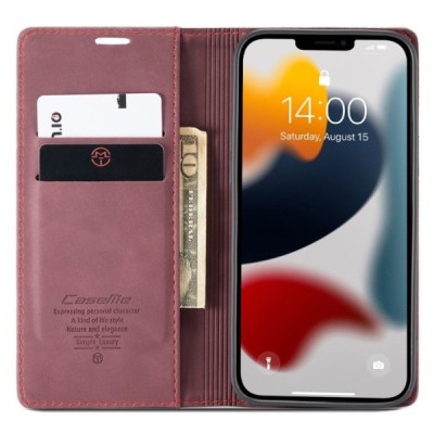 Apple iPhone 13 Pro Max CaseMe Retro открываемый, бордового цвета, кожаный чехол – книжка | Vacins.lv