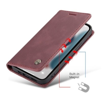 Apple iPhone 13 Pro Max CaseMe Retro открываемый, бордового цвета, кожаный чехол – книжка | Vacins.lv