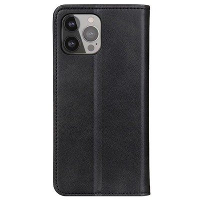 Apple iPhone 13 Pro „Split“ чёрный кожаный чехол-книжка | Vacins.lv