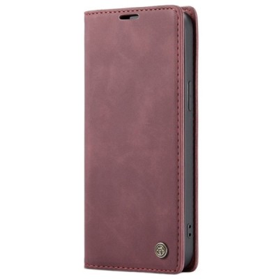 Apple iPhone 13 Pro CaseMe Retro solīds atvēramais ādas bordo maciņš - maks | Vacins.lv
